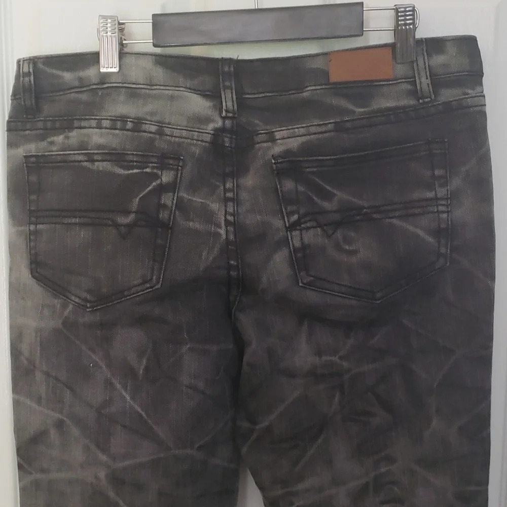 Do Denim Distressed Charcoal Grey Acid Wash Jeans - Picture 9 of 16